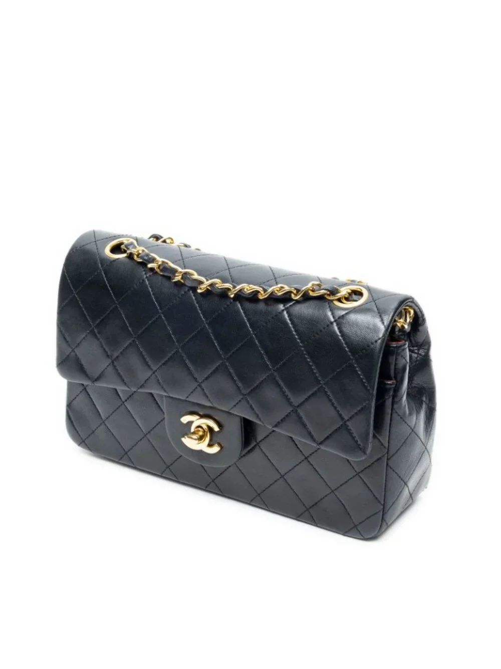 Chanel Quilted Double Flap Bag Black Lambskin Leather